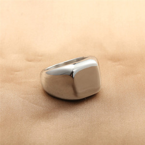 yunnique Men's <b>Titanium</b> Steel Square <b>Ring</b> Geometric Polished Silver Gift Jewelry 280663 - Product Image 2