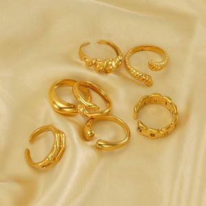 Usine <span class=keywords><strong>Pas</strong></span> <span class=keywords><strong>Cher</strong></span> 18k Plaqué Or En Acier Inoxydable Dame Anneau Serpent Réglable Bijoux Irrégulier Twist Serpent Bagues Pour Femmes - Product Image 4