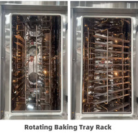 Horno de Convección Rotatorio Industrial de 10 Bandejas con Estante Inferior para 12 Bandejas, Horno Eléctrico de Aire Caliente para Panadería de Alto Volumen