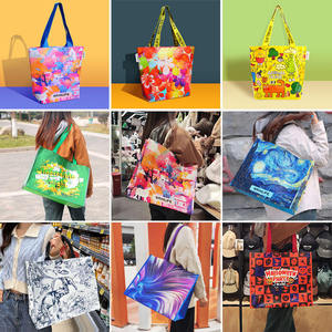 Sac fourre-tout écologique personnalisé tissu nylon réutilisable avec logo laminé PP tissé sac à provisions couleur personnalisée - Product Image 6