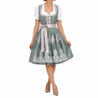 Robe de travail Dirndl à manches bouffantes brodées de dentelle, en fibre de polyester antibactérienne, plusieurs couleurs personnalisables, pour festival de la bière