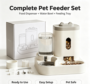 Distributore Doppio Cibo e Acqua per Animali Domestici Anti-Schizzi Impermeabile, Ricarica Semi-Automatica 2-in-1, Serbatoio Trasparente Grande Capacità per Cani e Gatti - Product Image 1