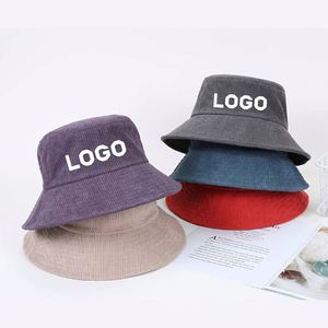 Chapeau Bob Unisexe en Corduroy Couleur Unie de Haute Qualité Personnalisable pour Usage Quotidien avec Logo Brodé Personnalisé - Product Image 1