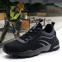 Chaussures de sécurité à embout d'acier unisexe, anti-perforation, respirantes, en tissu Fly-knit intégral, légères, coupe basse pour le printemps, l'été et l'automne