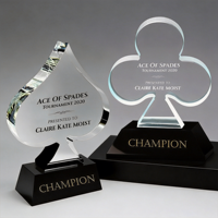 Edel Fabrikant Op Maat Gemaakt Kristallen Glazen Spade Trofee Prijs Gepersonaliseerde Poker Casino Toernooi Prijs met Gegraveerd Logo Awards