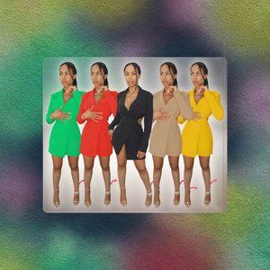 Vestido Blazer de una Pieza para Mujer, Color Sólido, Corte Casual, Estilo Otoñal, Natural, Elegante, 2022 - Product Image 3