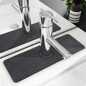 Tapis de robinet en terre de diatomée gris, couleur unie, découpable, pliable, anti-éclaboussures pour évier de cuisine, absorbant et drainant - Product Image 3