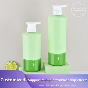 Bouteille de shampoing cylindrique HDPE 500/750ml bouteille de gel douche lotion vide en sérigraphie verte vente en gros - Product Image 2