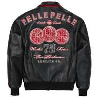 Veste en cuir noire personnalisée OEM ODM avec logo brodé, collection hiver mondiale de renommée, fermeture éclair, en cuir et fourrure