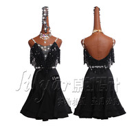 Robe de danse latine à franges rouges pour femmes, robe de compétition, strass, bretelles spaghetti, salsa, costume de danse professionnel