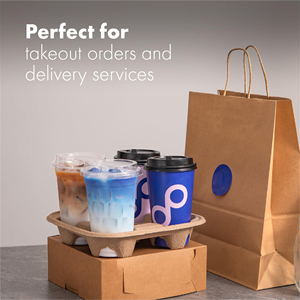 Plateaux porte-gobelets jetables 4 tasses, porte-gobelets en fibre de pulpe compostable, porte-gobelets à café durables pour service de livraison - Product Image 5