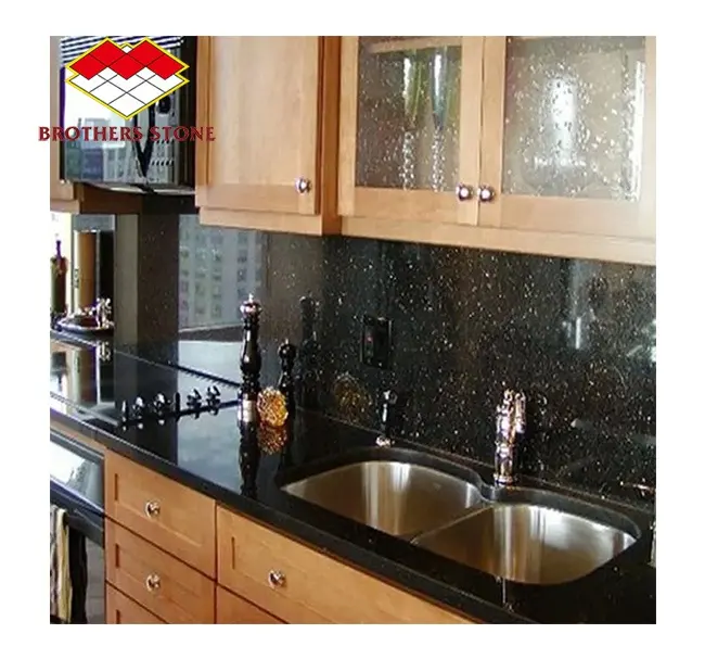 Indian golden black galaxy granite Floor tiles table tops Kitchen Countertop