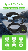 Câble de charge pour véhicule électrique XUNDAO, nouveau, le plus rapide, IEC62196-2, 16A, monophasé, niveau 2, 3,5 kW, IP65, TPU, longueur 5 m, 250 V max, plus de 10 000 cycles.