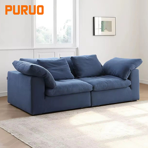 Sofá Seccional em Formato Sofaloud, Estilo Creme Francês, com Tecido de Linho Comprimido a Vácuo, Linhas Retas Chinesas para Sala de Estar - Product Image 5