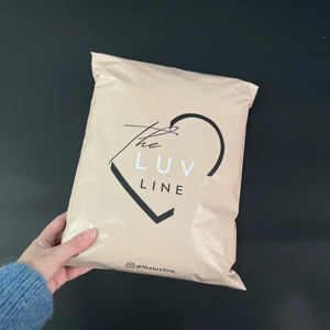 Custom Apricot Poly Mailer Bags Printed Logo Waterproof Beige Shipping Mailing Bags For Clothing Boutique Packaging - Product Image 2