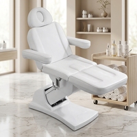 Table de massage professionnelle électrique réglable en hauteur pour salon de beauté, lit de soin des cils à plateau incurvé blanc en mousse à mémoire de forme PU