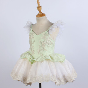 Elegante tutú de ballet verde claro <span class=keywords><strong>con</strong></span> adornos dorados Encantador vestido de ballet <span class=keywords><strong>con</strong></span> tutú de ballet <span class=keywords><strong>con</strong></span> volantes para actuaciones - Product Image 2