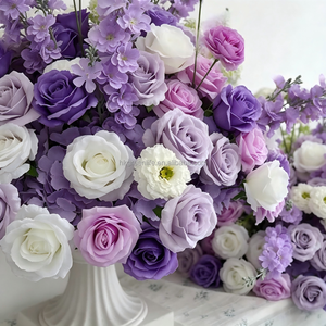 Ornement de table floral artificiel fait main de haute qualité en forme de boule de fleurs violettes pour mariage, vente en gros - Product Image 5