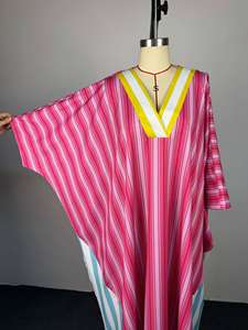 Nouvelle <span class=keywords><strong>Robe</strong></span> Longue Ample Dashiki Rayée Col V Tendance Printemps 2026 pour Femmes Africaines - Product Image 4