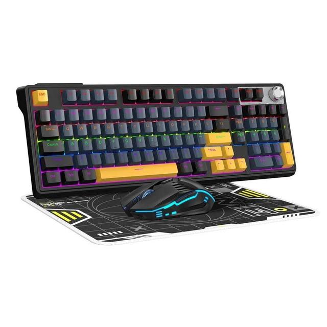 T-Wolf Tf780 Mechanical Keyboard Mouse Pad Combo Rgb Red Switch 3 Mode Bluetooth Wireless Gaming 3 in 1 Set for Pc Laptop Gamers