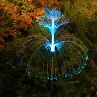 Lampu Taman Tenaga Surya Bentuk Kupu-kupu Dua Lapis Serat Optik Air Mancur 7 Warna Gaya Modern Mudah Dipasang di Luar Ruangan Jalan Setapak Halaman Rumput PC