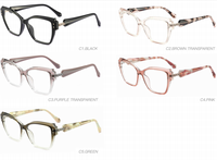 Monture de lunettes Qsky TR+Acetate pour femmes, lunettes carrées à diamants, monture intégrale, anti-lumière bleue, lunettes noires pour femmes
