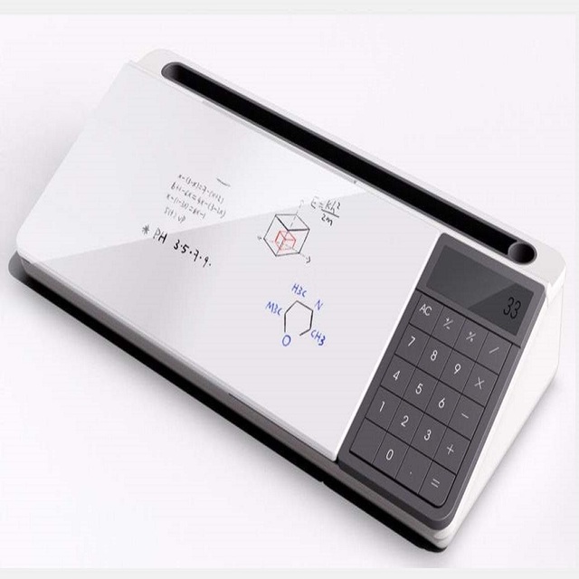 Desktop Glass Dry Erase Computer Desk Pad Writing Whiteboard Note Board With Calculator for Home Office