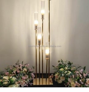 Elegante candelabro de rama dorada <span class=keywords><strong>con</strong></span> pantalla acrílica para Decoración de mesa de boda y centro de mesa de sala de estar - Product Image 6