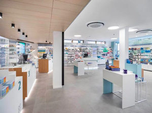 Porte-produits de <span class=keywords><strong>pharmacie</strong></span> Gondole <span class=keywords><strong>ronde</strong></span> en bois Vitrines de vente au détail de médicaments - Product Image 6