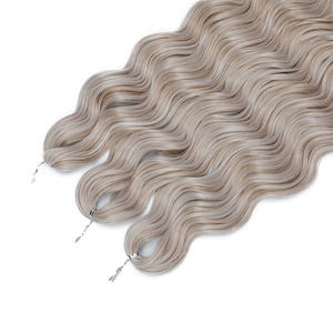 24 pulgadas Deep Wavy Passion Twist Crochet Hair Trenzas de ganchillo sintéticas Extensiones de <span class=keywords><strong>cabello</strong></span> trenzado de <span class=keywords><strong>cabello</strong></span> rizado 3 hebras/paquete - Product Image 4
