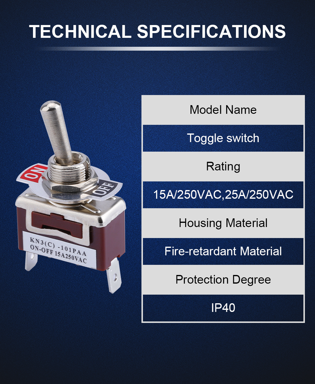 Heavy Duty Toggle Rocker Switch with Waterproof Cover 20A 125V SPDT 3 Position 3 Pin ON-Off-ON