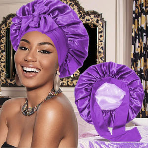Pour <span class=keywords><strong>Amazon</strong></span> <span class=keywords><strong>Bonnet</strong></span> en <span class=keywords><strong>Satin</strong></span> Double face beauté <span class=keywords><strong>bonnet</strong></span> de cheveux ruban nœud décontracté pour <span class=keywords><strong>bonnet</strong></span> de nuit <span class=keywords><strong>bonnet</strong></span> de sommeil enveloppement pour femmes cravate réglable - Product Image 3