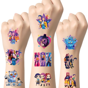 25 Pezzi Adesivi Temporanei per Tatuaggi Kpop Demon Hunters per Bambini, Impermeabili e Facili da Rimuovere, Cartoni Animati di Idoli Coreani per Compleanno - Product Image 1