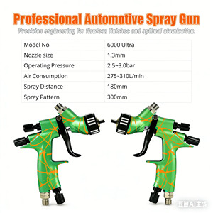 <span class=keywords><strong>Pistolet</strong></span> de <span class=keywords><strong>peinture</strong></span> ROKO 6000 Ultra <span class=keywords><strong>Professionnel</strong></span> 1,3 mm RP à alimentation par gravité en aluminium, largeur de trajectoire 300 mm, pour la réparation automobile - Product Image 5