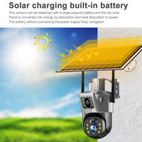 Caméra solaire WIFI V380 Offres Spéciales noir argent à double objectif Caméra solaire WIFI CCTV réseau étanche sans fil alimentée par batterie 6MP Caméra solaire