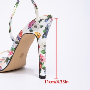 Sandalias de Tacón Floral con Punta Cuadrada, Tacón de Aguja, Cierre de Hebilla, Elegantes Zapatos de Verano para Mujer - Product Image 4