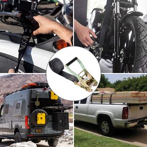 Usine en gros 1 "<span class=keywords><strong>2</strong></span>" noir boucle sans fin sangle à cliquet poignée en aluminium Cargo arrimage ceinture Polyester matériel zingué - Product Image 6