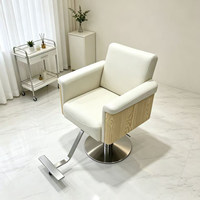 Fauteuil de Barbier en Cuir Nouvelle Génération, Pivotant et Réglable en Hauteur avec Pompe Hydraulique Professionnelle, Design Minimaliste Moderne pour Salons de Coiffure - Direct Usine