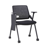 Chaise de formation moderne pour salle de conférence, pliable, avec tablette intégrée, en maille, compatible tablette, avec tablette d'écriture, siège en mousse haute densité, structure en plastique