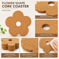 Sous-verres en liège en forme de fleur pour table basse, bar, café, décoration intérieure, tapis absorbants en liège naturel pour tasses et verres