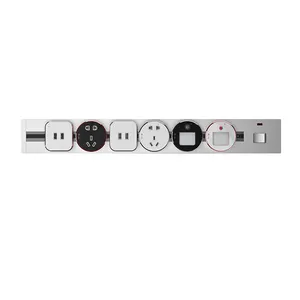 Surface wall mounted desktop kitchen track power sockets multifunction power track socket led