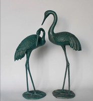 Sculpture d'oiseau en métal grandeur nature Offre Spéciale Statue de grue de jardin en bronze