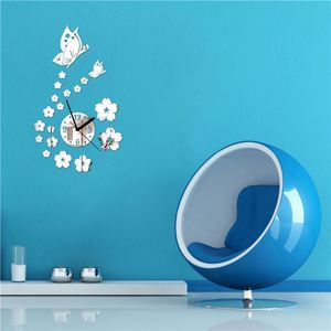 Acrylic Wall <b>Clock</b> Creative Butterfly Flower DIY Silent <b>Digital</b> <b>Clock</b> Mirror Wall Sticker Quartz Watch for Home Office Decor - Product Image 6