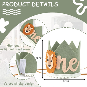 Décoration de fête d'anniversaire pour enfants, couronne de lion pour bébé d'un an, élégante coiffe - Product Image 5