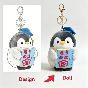 Gantungan Kunci Boneka Penguin Lucu, Aksesoris Tas, Liontin Ransel, Mainan Lembut untuk Hadiah Ulang Tahun Anak - Product Image 3