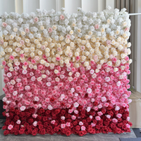 YC Meilleures Ventes Mur de Fleurs Artificielles en Soie Écologique Entièrement Fait Main du Shandong, Pivoine Rose et Hortensia pour Mariage