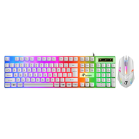 Keyboard dan Mouse Gaming USB RGB Slim Berkabel Laris Manis, Ergonomis, Tahan Air, 1600 DPI, untuk Gamer Desktop