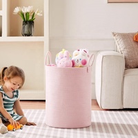 Haute qualité rose grande corde de coton conteneur de stockage panier panier à linge pour chambre salle de bain jouets vêtements livres