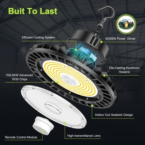 High Bay Lighting 150W-500W 3Power & 3CCT Adjustable <b>LED</b> UFO High Bay <b>Light</b> 150lm/w IP65 Waterproof Industrial Warehouse - Product Image 4