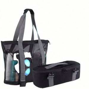Bolsa de Playa de Malla de Poliéster Impermeable con Logotipo Personalizado al por Mayor, Diseño de Moda, con Compartimento Refrigerante - Product Image 5